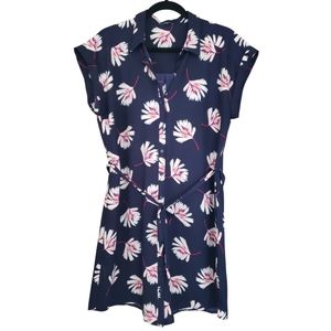 Express Navy Blue Floral Button Down Dress